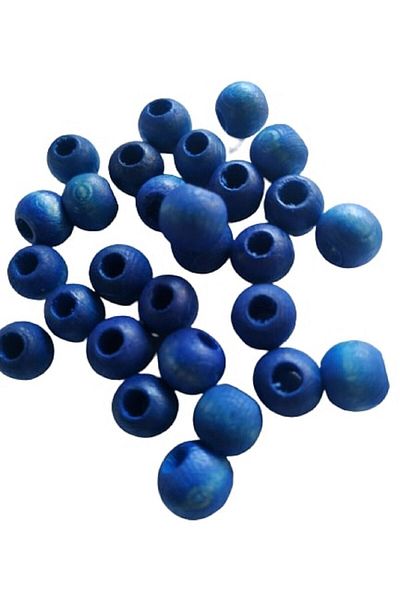Selin 10 Mm Blue Color Wooden Beads - 50 Grams (Average ± 110 - 150 Pieces)