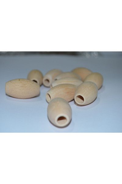 Selin 30 Mm Raw Oval Wooden Beads 50 Pieces (Untreated)
