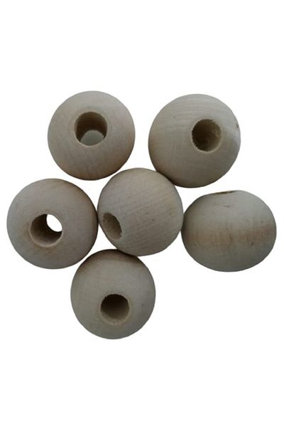 Selin 32 Mm Raw Unprocessed Wood Beads - (3 Pcs.)