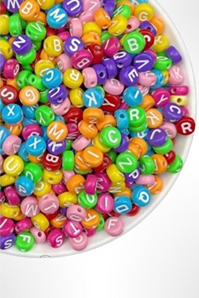 Flea Market 200 bucăți de mărgele cu litere, 4x7 mm opace colorate peste pode...