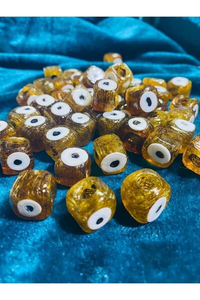 Flea Market Mărgele de Murano cub maro miere - Mărgele de macrame - (10 bucăți) -