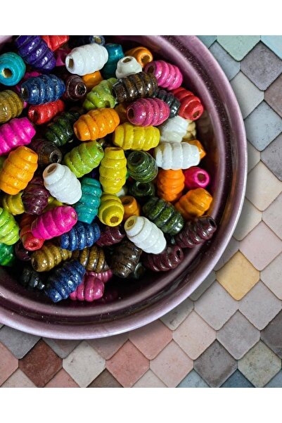 Flea Market Модел на кошер, усукани дървени мъниста с различни цветове 8x14 м...