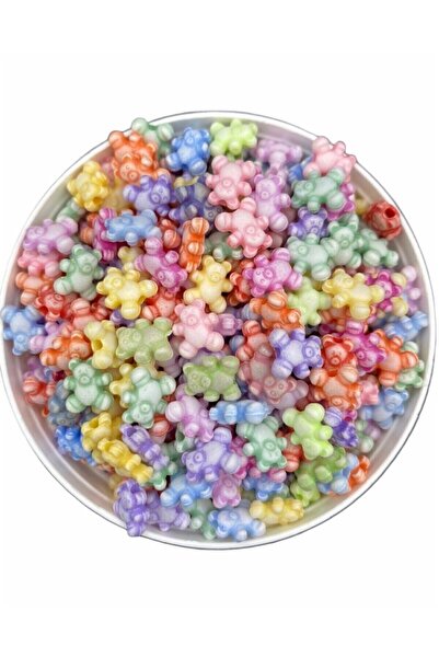 Flea Market Figurină de urs, mărgele de culori pastelate mixte în formă de ur...