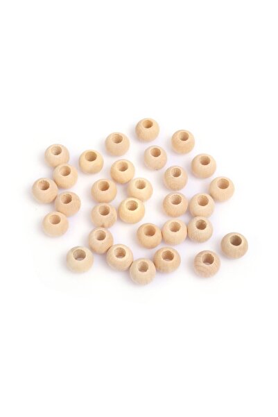 YuliCraft Mărgele din lemn noliat de 10 mm 20 grame (50 bucăți) mărgele de ma...