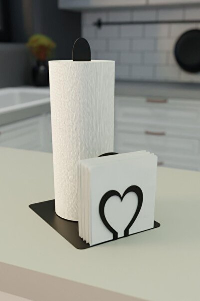 risingmaber Metal Kalp Desenli Siyah Kağıt Havluluk ve Peçetelik, Kağıt Havlu...