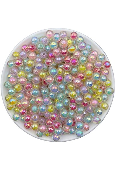 Flea Market 25 جرام خرز أكريليك مضلع ملون مختلط 8 مم مع خرز بالداخل، (25 جرام...