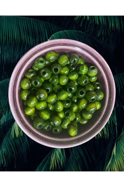 Flea Market 10 Mm Özel Haki Yeşil Ahşap Boncuk - 200 Adet