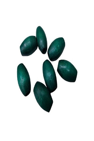 Selin 30 Mm Green Oval Wooden Beads - 50 Pieces