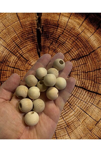 Flea Market 20 mm sirove neobrađene drvene perle - 15 komada -