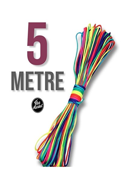 izmir Bitpazarı 5 metre Bileklik ipi - Gökkuşağı Renk - Rainbow color