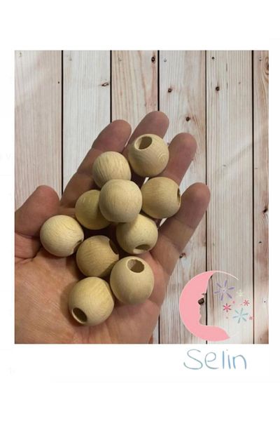 Selin 24 Mm Raw Unprocessed Wood Beads - 20 Pieces