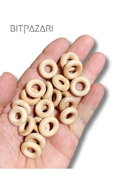 Flea Market Inel din lemn de 25 mm - Amigurumi - Inel de macrame - (10 bucăți)