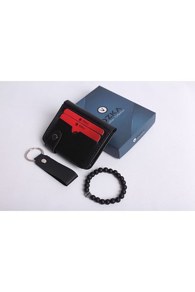 Ozka Leather Collection Πορτοφόλι θήκης κάρτας - Δώρο μπρελόκ και βραχιόλι