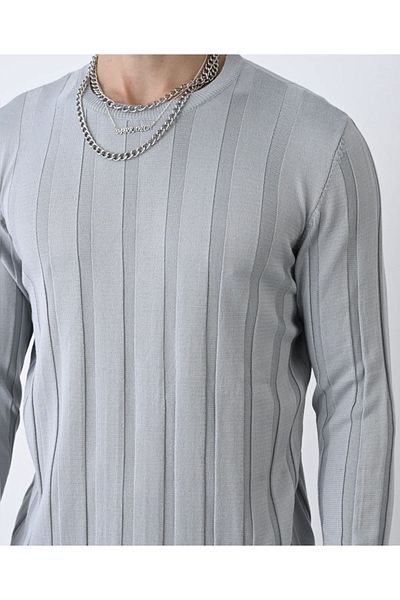 İLKCET MODA Ανδρικά πλεκτά ριγέ Slim Fit