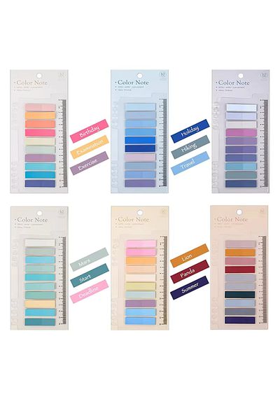 NaSaDAN Leaf Transparent Pastel Tones - 1200 Model Postit Note Set, 6 Pieces