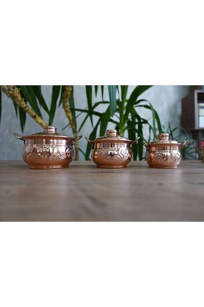 antepistachios Tiny Copper Set of 3 - Miniature Pot Figurine