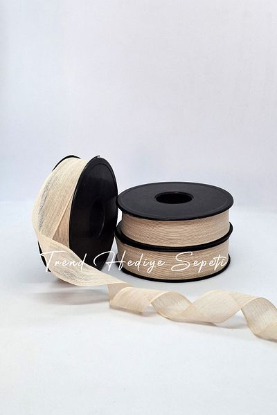 Trend Hediye Sepeti 20 Meters Linen Ribbon Nope - Dowry Chest, Wedding Candy Gift, 2.5 Cm