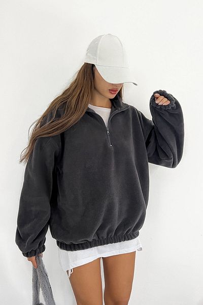 Sun Victoria Women's Fleece Fabric Anthracite Oversize Sweatshirt