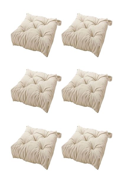 IKEA Malinde Chair Cushion Ecru 6 Pieces 40/35x38x7 Cm