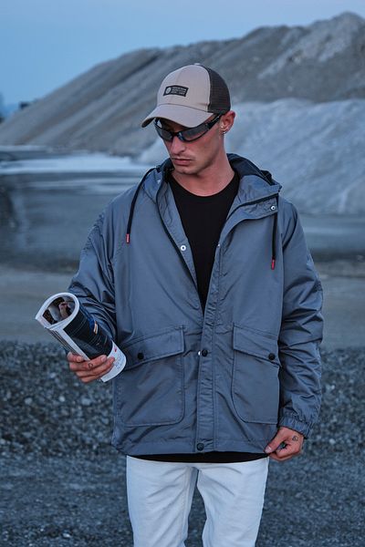 FLUEND MODA Мъжко яке Oversize, водоустойчиво и ветроустойчиво, сезонно яке