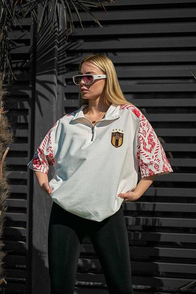 İLKCET MODA Италианска бродирана унисекс голяма тениска