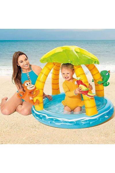 Intex 58417 جزيرة استوائية حمام سباحة قابل للنفخ للأطفال مع مظلة 102 سم - حمام سباحة قابل للنفخ