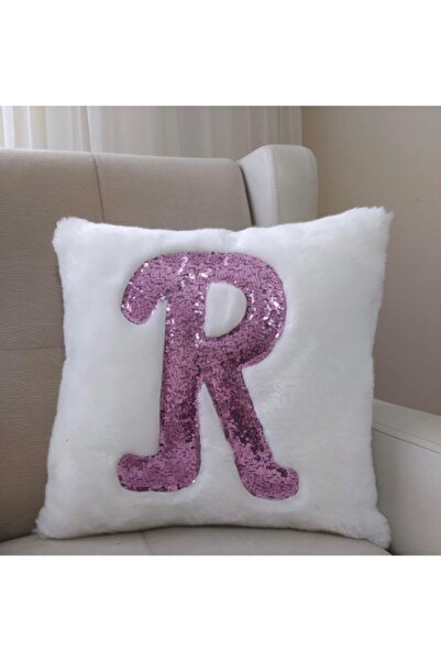 YILMAZHOME Плюшевий чохол для подушки з літерами - (білий плюш - рожеві літери)