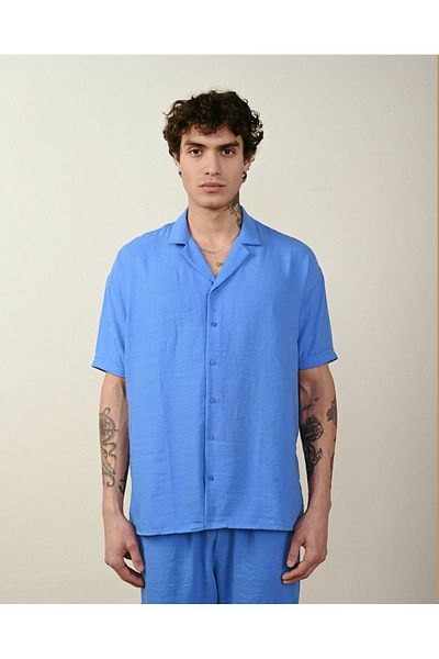 İLKCET MODA Ανδρικό λινό πουκάμισο με χαλαρή εφαρμογή