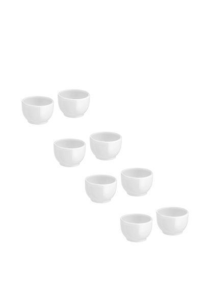 IKEA Set of 8 Ikea Egg Cup - 5 cm Porcelain, White, Height 3 cm