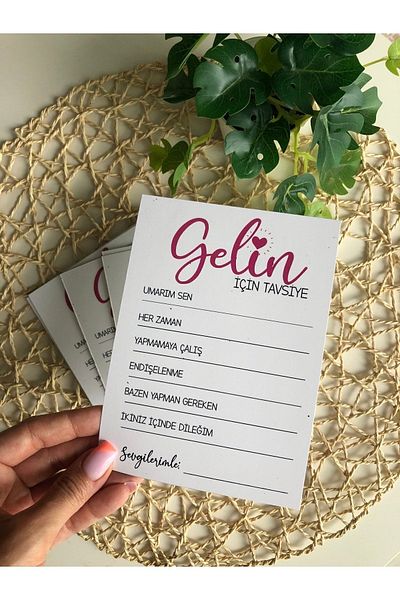 Pankart Evi Farewell Party - Bride's Advice Wish Cards and Souvenirs (9 Pieces)