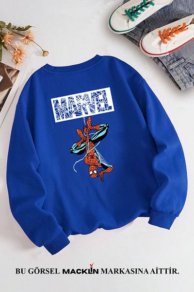 macklin Unisex Γυναικεία Ανδρικά Marvel Spiderman Μπροστινά και Πίσω Φούτερ με στάμπα με λαιμόκοψη