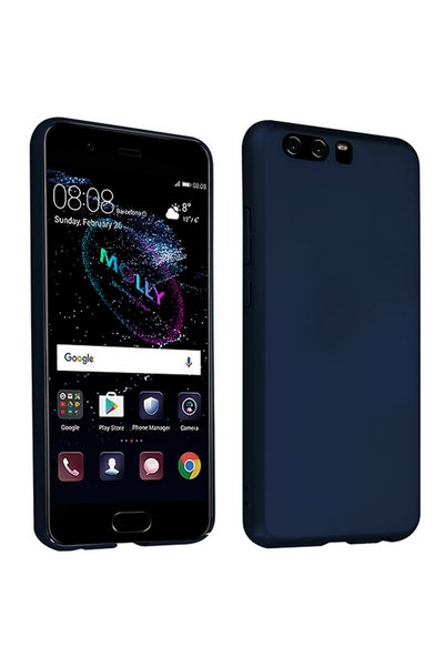Molly Technology حافظة سيليكون باللون الأزرق الداكن غير اللامع لهاتف هواوي P10