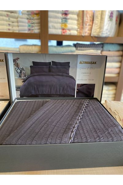 Altınbaşak Emboss Shadow Corded Satin Double Duvet Cover Set