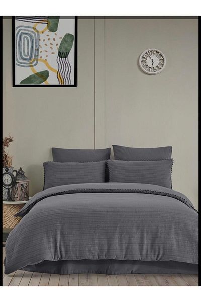 Altınbaşak Emboss Shadow Corded Satin Double Duvet Cover Set