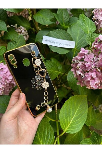 Aksesuarda Moda HUAWEİ P Smart 2019 Uyumlu Çiçekli Taşlı İncili El Geçmeli La...