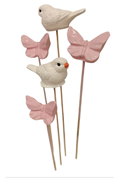 La Decore Saksı süsü 5 lı kuş kelebek
