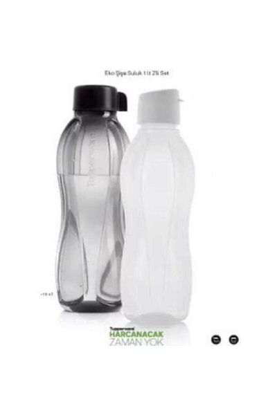 Tupperware Eco Bottle 1 Lt Black White Set of 2