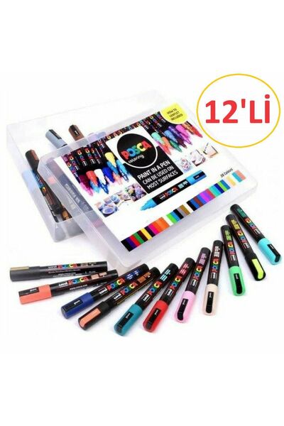 Uni Posca 12'li Set Marker Pc-1m (0.7mm) Poska Pc1m Pc - 1m