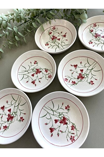 Yiğit Seramik Züccaciye Fushia Çiğdem Model 6’lı Yuvarlak Kahvaltı Tabağı