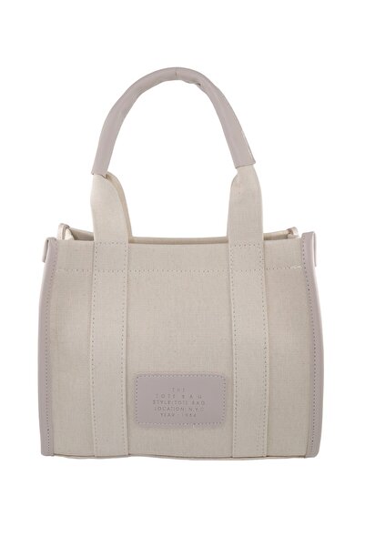 KEEBA Geantă de pânză de culoare crem - Geantă de mână și de umăr