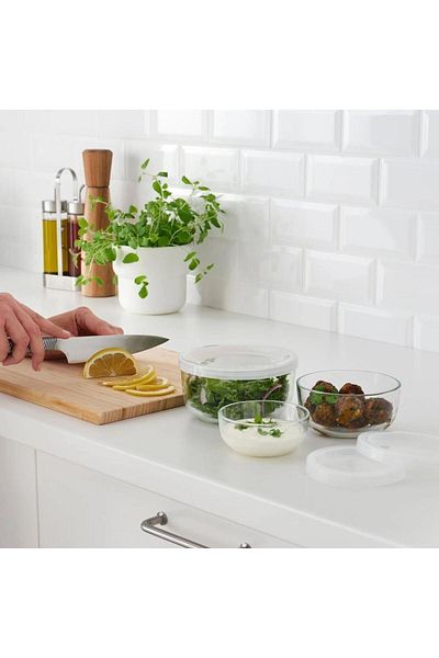 IKEA Round Bestamma Glass Storage Container Set - Set of 3