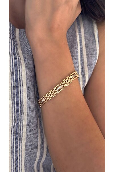 Opia JEWELRY - XP VIP Seri Kuyumcu Model Çelik Zirkon Bileklik (19 CM)