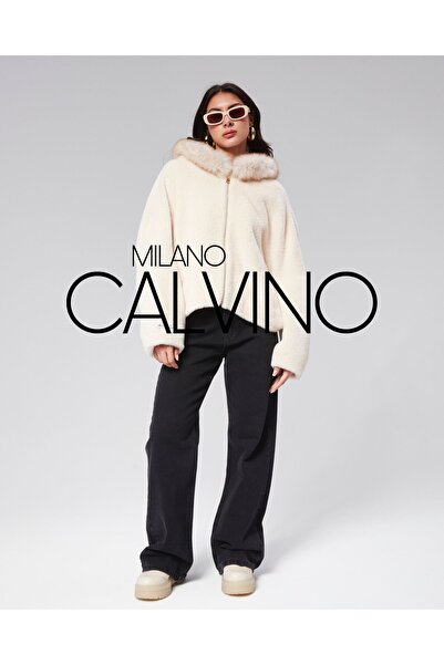 Milano Calvino Kürk Kapşonlu Mont Alcantara Kumaş