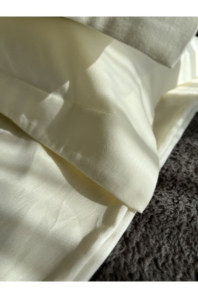 Silkarea 100% Cotton Satin Double Pillowcase Oxford Model - Cream