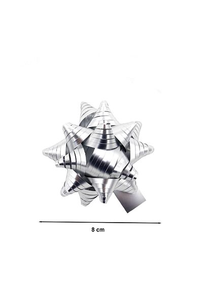 reprodesign 8 cm Silver Polar Star Bow Ornament – 5-Piece Adhesive Raffia Gift Accessory