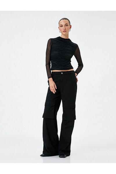 Koton Tricou cu mânecă lungă Maneci Tulle Drapat