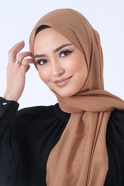 HAREM SCARF Brisa Voile Hazelnut Brown Gold Shawl - Μονόχρωμο - 1197-564-KVS0286