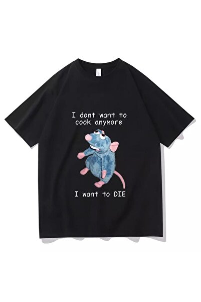 PERISENSE Tricou imprimat unisex I Dont Want To Cook Anymore