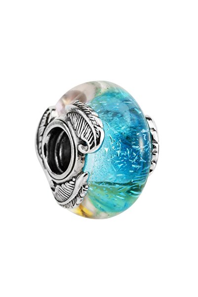 Es Silver Çok renkli murano Tüy charm Gümüş