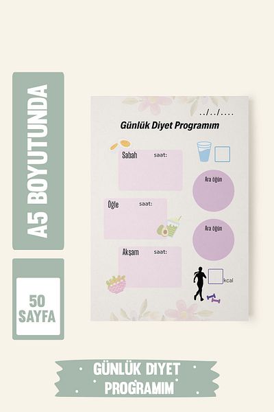 Srctech Daily Diet Planner A5 Size 50 Sheets